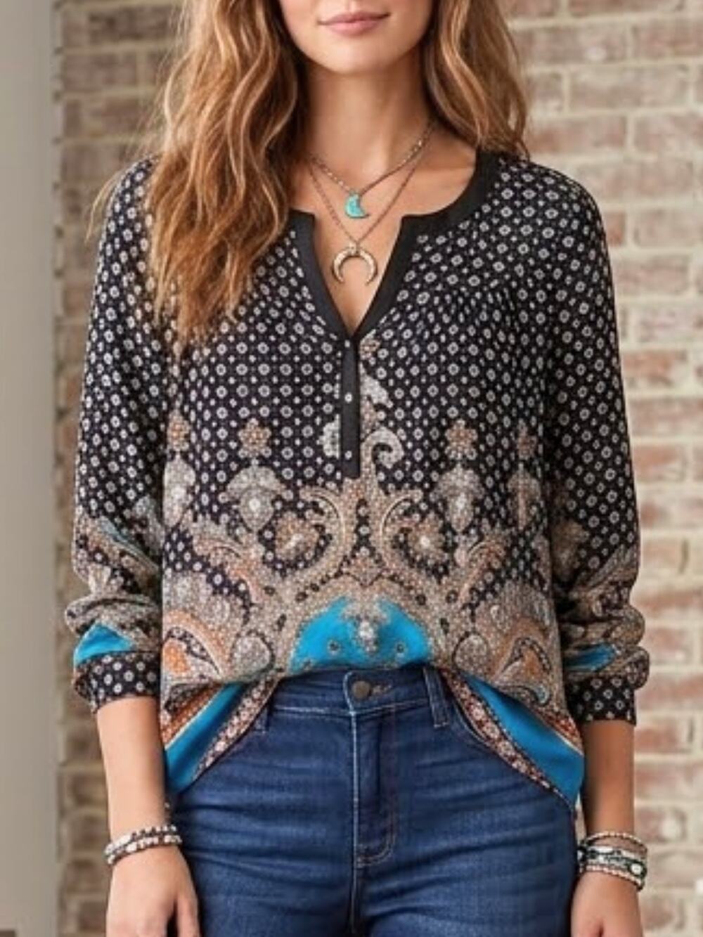 ANTHROPOLOGIE Meadow Rue Stanza Paisley Tunic Blouse M | Boho High Low Top